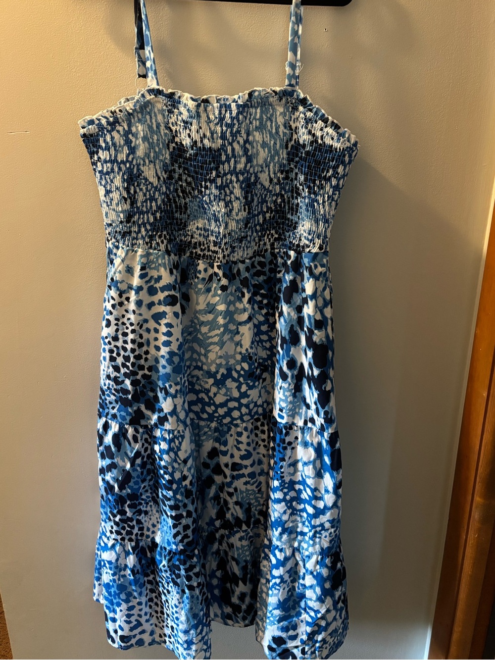 NWT- bloomchic Blue & White Smocked Strap Sundress size 18